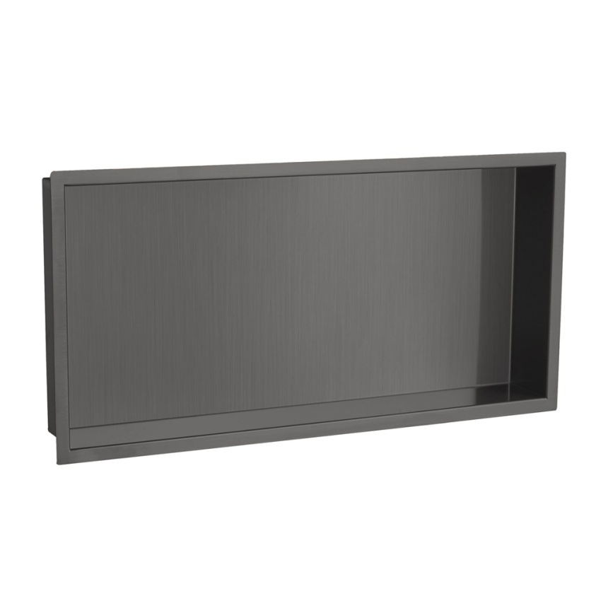 Product cut out image of JTP Vos Brushed Black 600mm x 300mm Shower Niche 27NH600BBL